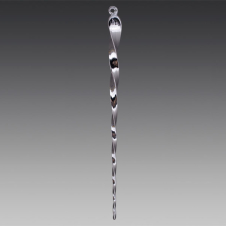Сосулька витая серебряная глянцевая (стекло), 25 см 